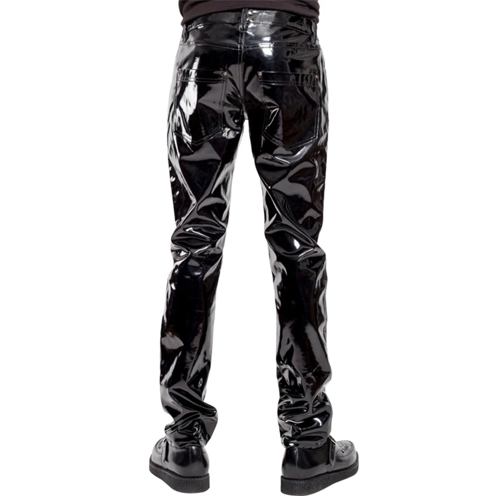 Men Faux Leather PVC Pants Tro - Men'S Gothic Formal Wear 评论和价格