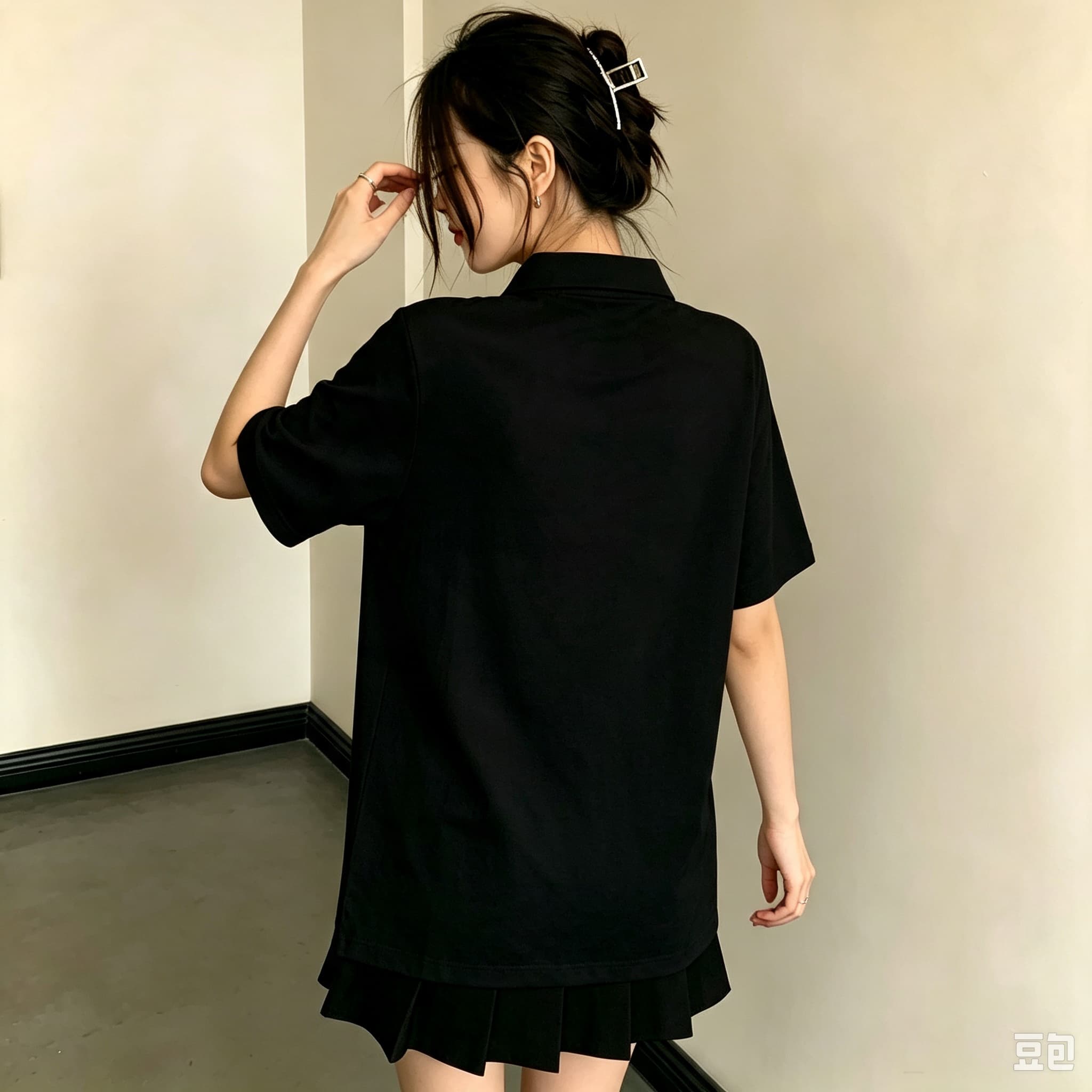 Casual Black Unisex Polo Blous - Men Formal Wear All Black 评论和价格