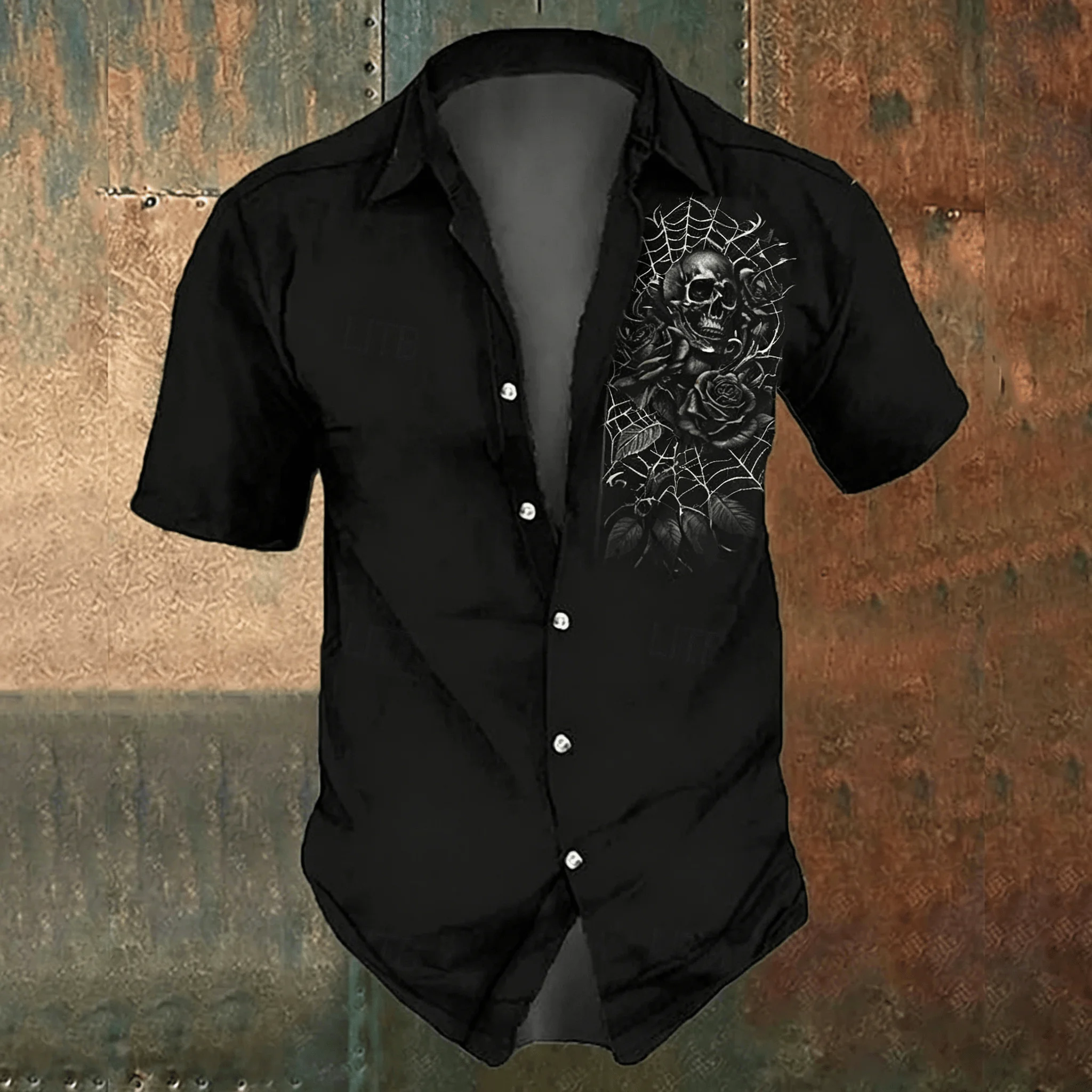 Men's black cross-print casual - Men'S Gothic Formal Wear 评论和价格