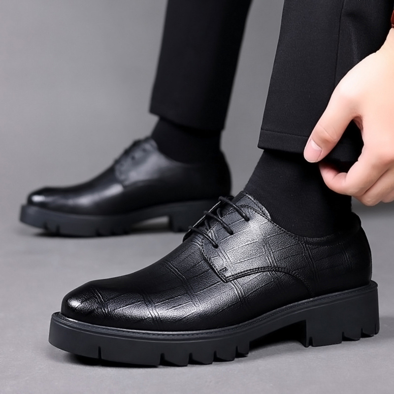 Mens Black Leather Crocodile E - Men Formal Wear All Black 评论和价格