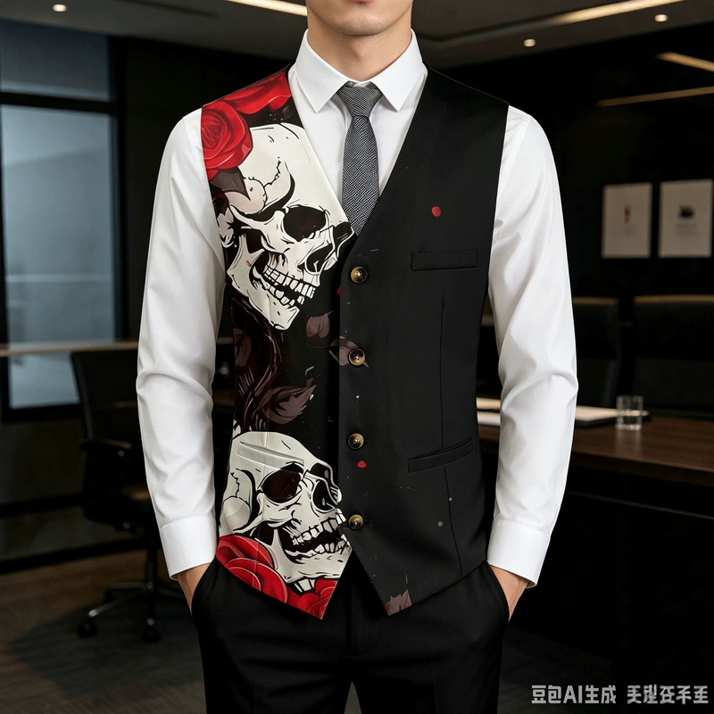 Men's Suit Vest Trendy Cool Sk - Men'S Gothic Formal Wear 评论和价格